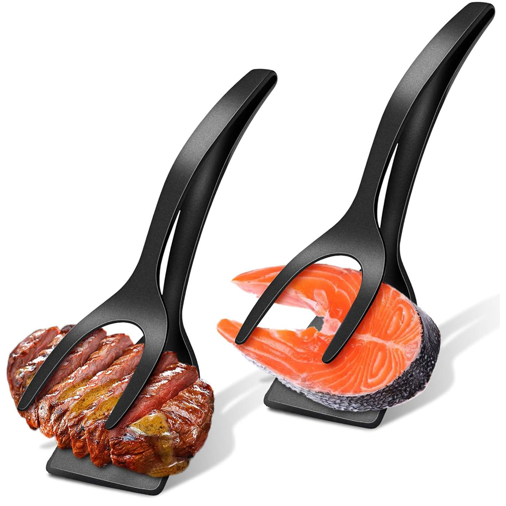 Home Cooking In French - 2 in 1 グリップフリップスパチュラクランプ卵パンケーキ魚フレンチトーストオムレツ作りノンスティックホームキッチン調理ターナーツール