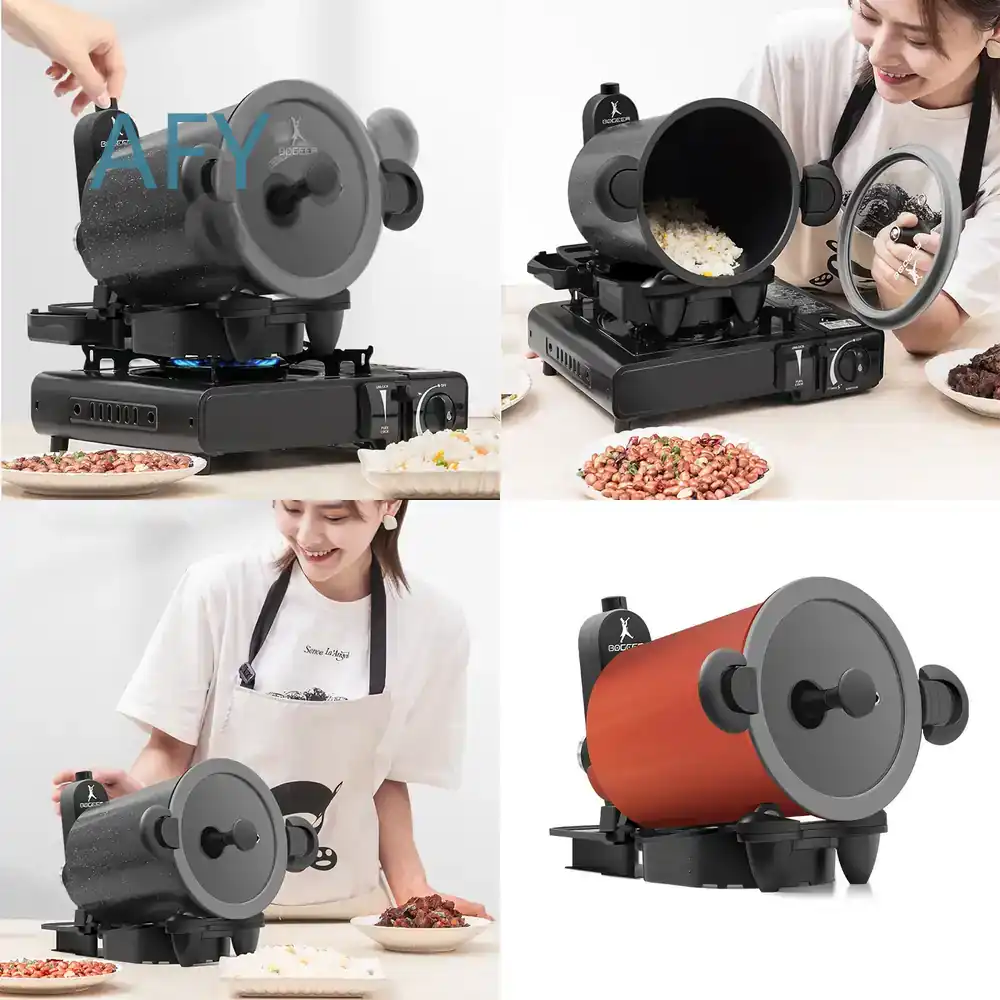 Home Cooking Fried Rice - 家庭用＆アウトドア用多機能調理機 360 ° 回転式チャーハンメーカー、焼きそば調理器、バーベキューグリルツール