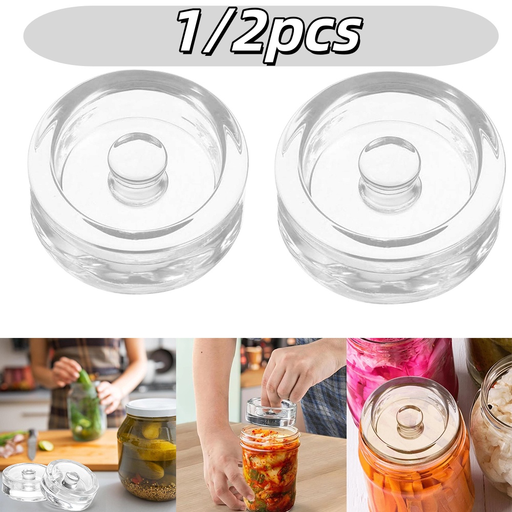 Fermentation Crock - 1/2 個発酵ガラス重り広口瓶蓋キッチンガジェット密封保存容器蓋チーズ発酵