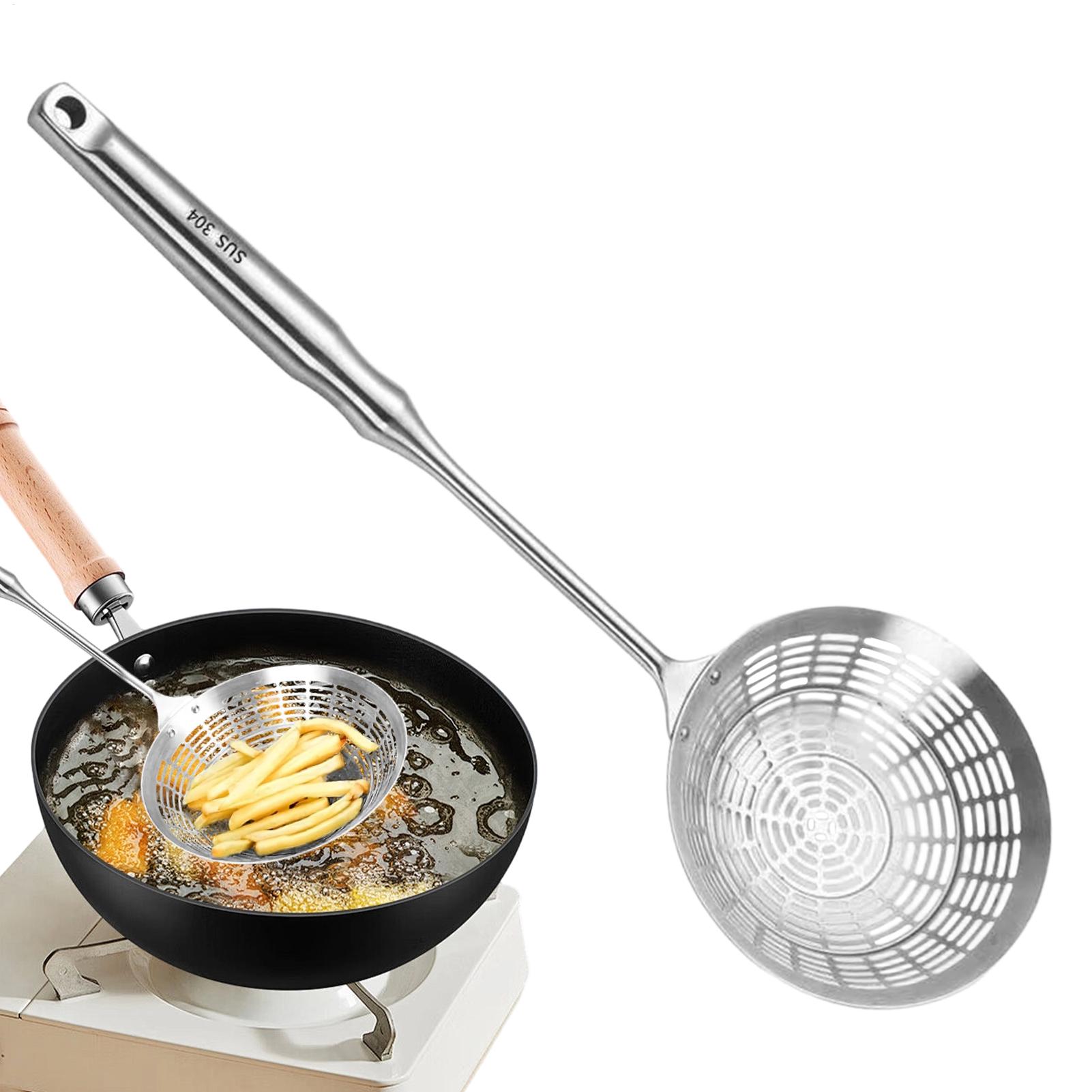 Home Cooking In French - ハンドル付きストレーナー、ロングハンドル、大型深型レードル、フライヤー、パスタスプーン、スパイダースキマー、フライドポテト、餃子、野菜調理用