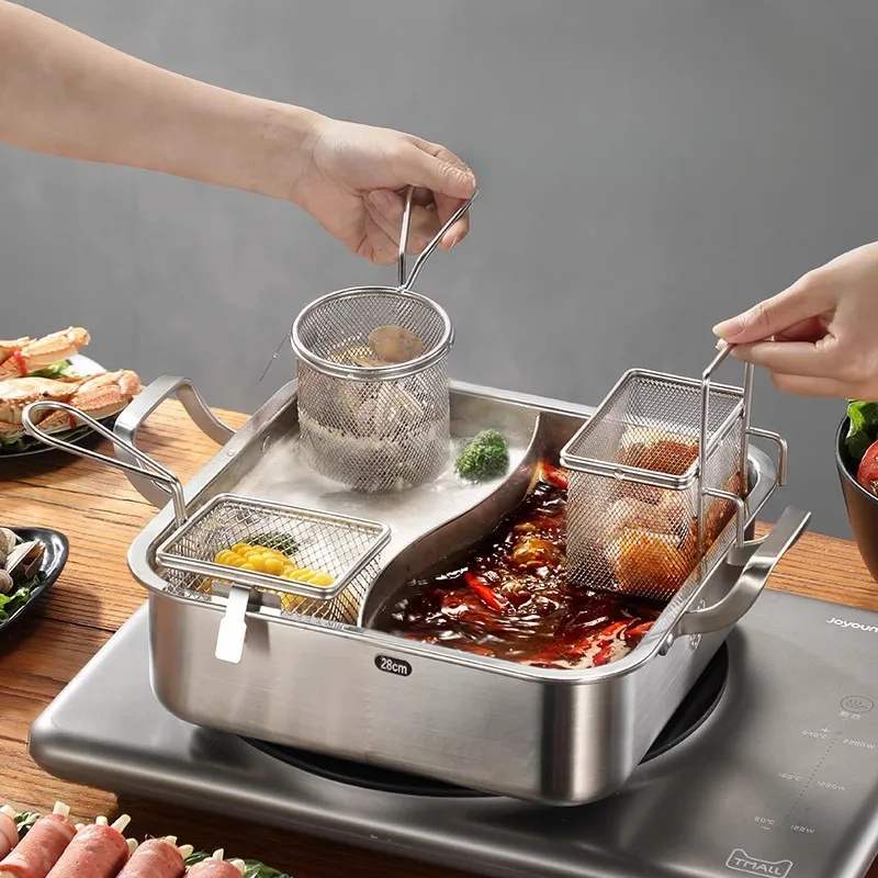 Home Cooking In French - フック付きステンレス鋼ストレーナーフィルター,フランスのフライドポテト,パスタ,キッチンツール
