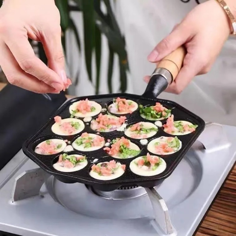 プロの誘導鋳鉄ガスストーブベーキングパン、14穴、パンケーキ - Dosa Pan Iron のレビューと価格
