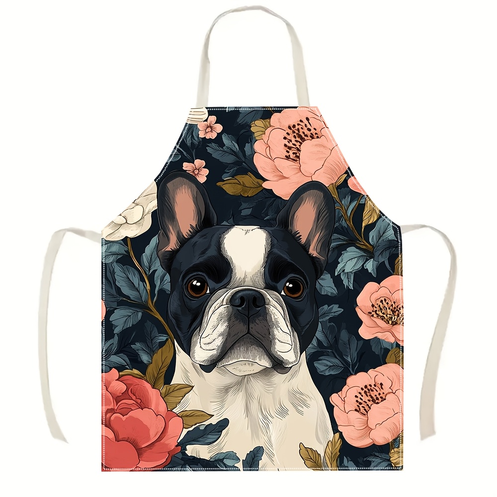 フレンチブルドッグ柄エプロン - リネン風、可愛い犬柄、家庭 - Home Cooking In French のレビューと価格