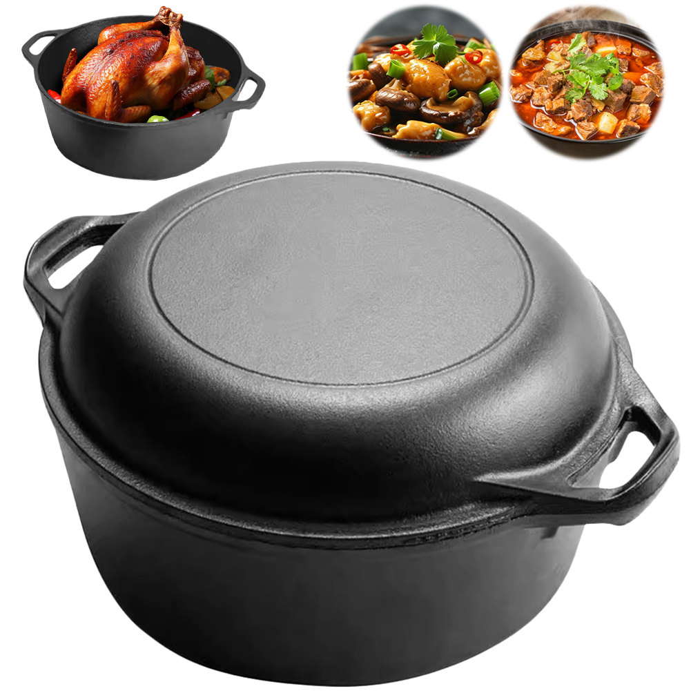 2 in 1 鋳鉄ダッチオーブン鍋、デュアルハンドル付きスキ - Dosa Pan Iron のレビューと価格