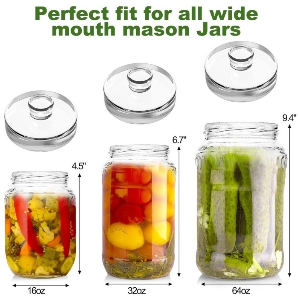 発酵ガラス重し 透明 ハンドル付き 広口メイソンジャー蓋 密 - Fermentation Crock のレビューと価格