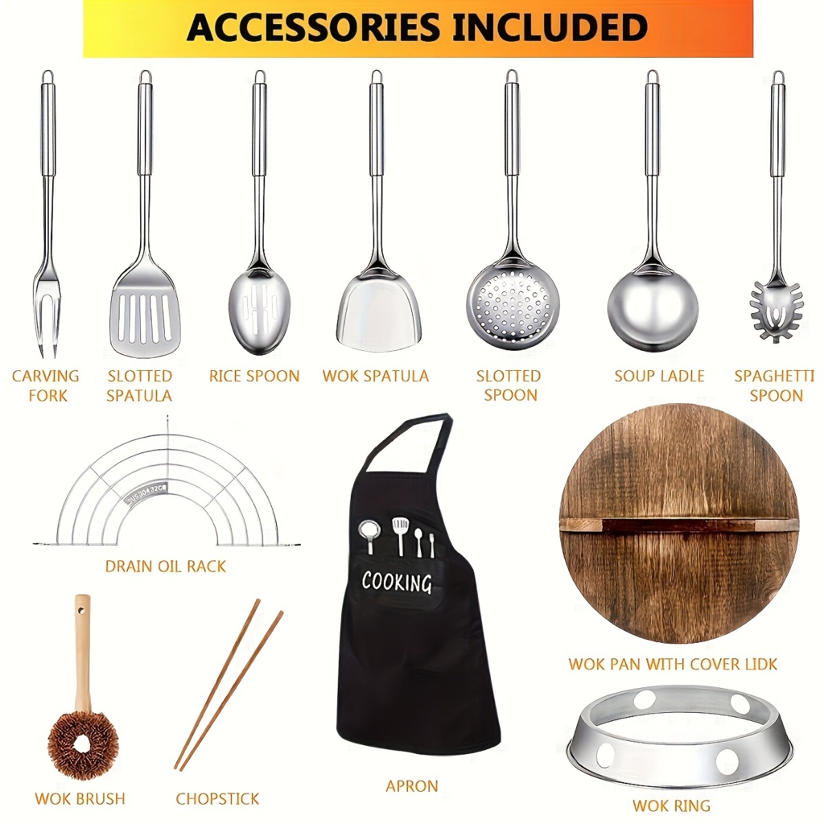 12.6インチ鋳鉄製中華鍋セット、ノンスティック中華鍋、13 - Home Cooking Fried Rice のレビューと価格