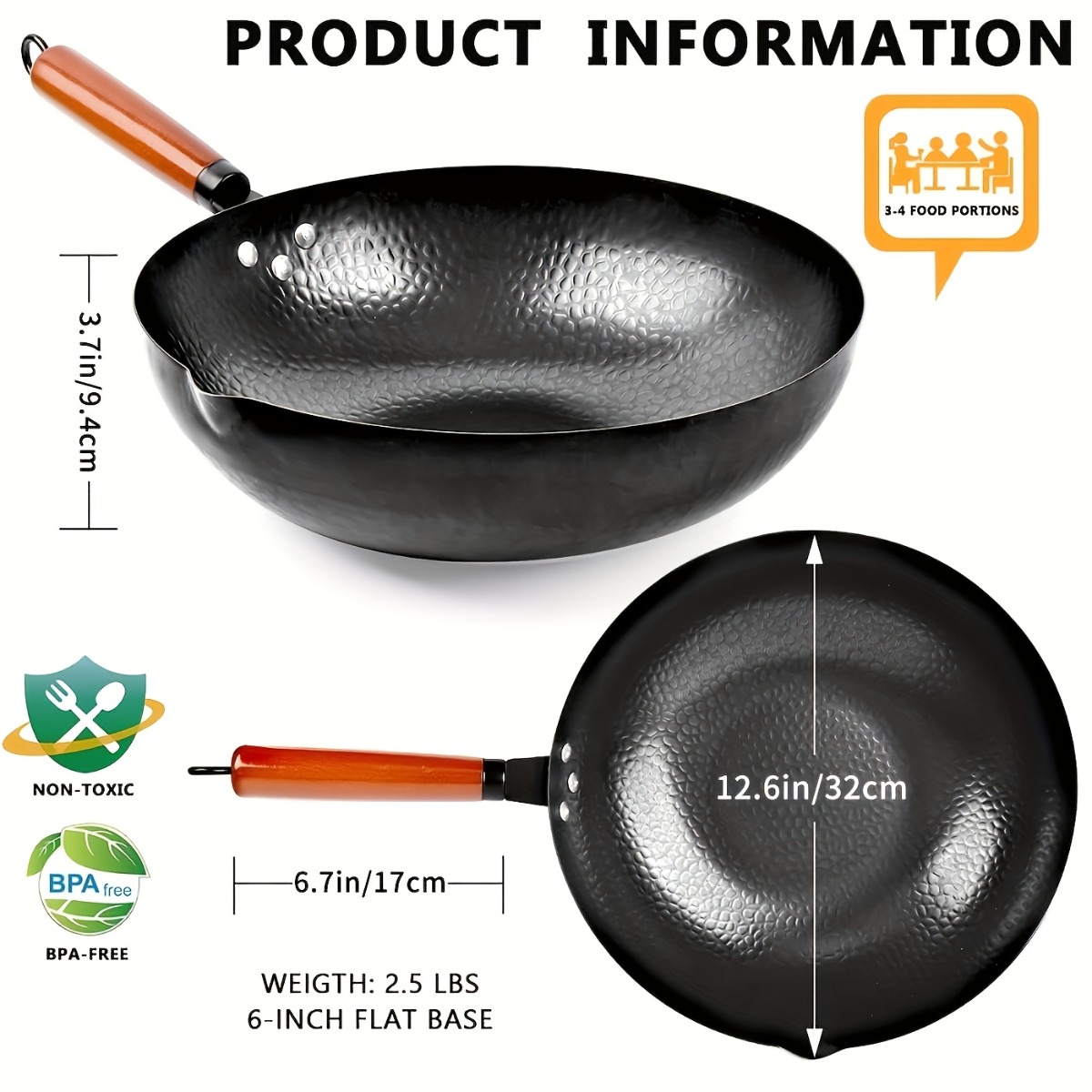 12.6インチ鋳鉄製中華鍋セット、ノンスティック中華鍋、13 - Home Cooking Fried Rice のレビューと価格