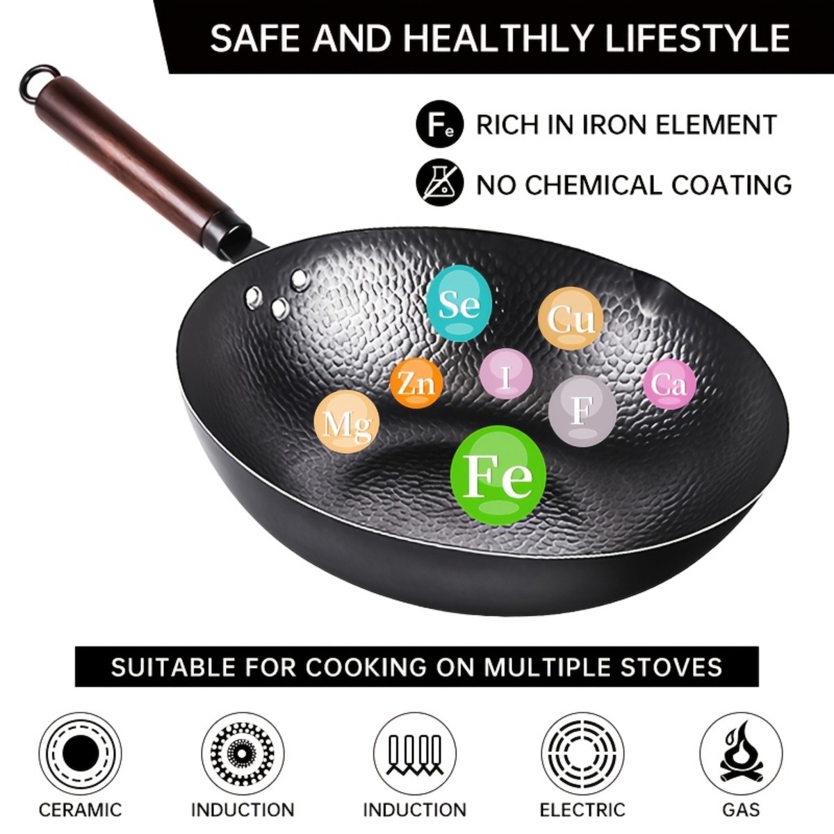 12.6インチ鋳鉄製中華鍋セット、ノンスティック中華鍋、13 - Home Cooking Fried Rice のレビューと価格