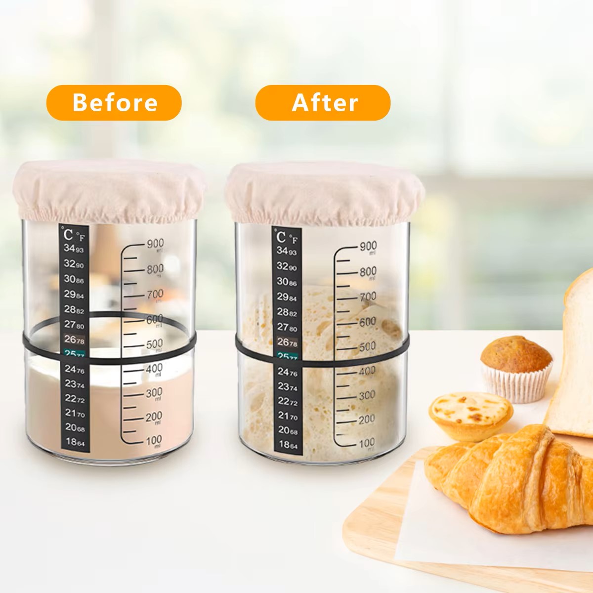 1500/900ml サワードウスタータージャーセット 透明 - Fermentation Crock のレビューと価格